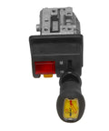 Front view of cab mounted proportional control valves with PTO switch for heavy duty dump tipper hydraulic system remote control.