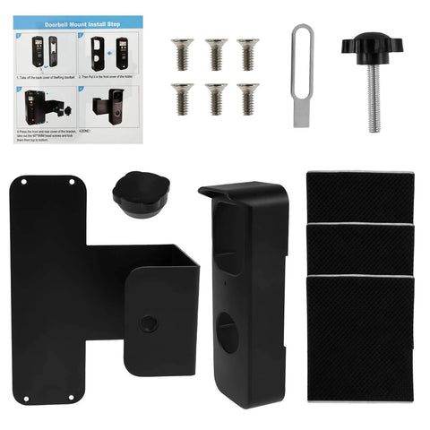 Anti Theft Doorbell Mount No Drill Easy Install Mounting Bracket For Video Doorbell Camera Adjustable Outdoor Cap Peak Weather Shield Sturdy Home Security Mount For House Apartment Office with accessories