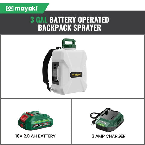 3 Gallon Backpack Sprayer Battery Powered With 18V Compatibility Translucent Tank Seven Nozzles And Adjustable Pressure