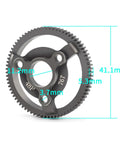 Aluminum Spur Gear Set For 1 By 10 Traxxas Slash 2WD RC Cars With 48P 76T teeth, dimensions detailed, durable high strength upgrade part.