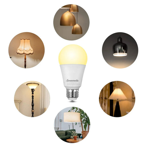 Three Way LED A19 Light Bulbs With 40 60 100W Equivalents, E26 Base, 2700K Warm White, 500 1000 1600 Lumens, bulb and lamp examples