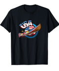 Distressed American Flag Outrigger Kayak Shirt for Paddlers Lightweight Black Tee for Women Men and Kids Perfect for River Runs