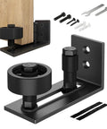 Heavy Duty Sliding Barn Door Guide With Carpet Safe Floor Track Keeps Doors Dead Center And Delivers Smooth As Butter Performance Across Any Room Zero Hassle Install And No Sweat Adjustment components displayed with black metallic finish.