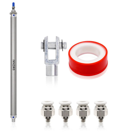Compact 16mm Bore 300mm Stroke Air Cylinder Double Action Single Rod With Y Connector And Four Pneumatic Quick Fittings MAL16x300