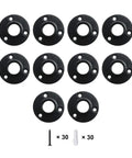 Top Shelf 3/4 Inch Black Malleable Iron Floor Flange 10 Pack Rock Solid Pipe Connector for rustic shelving and lighting.
