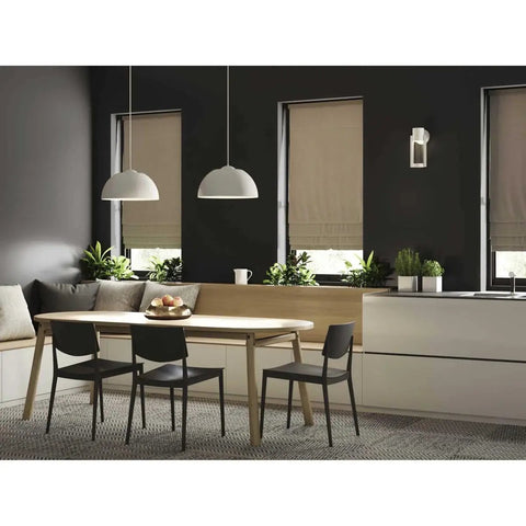 Dining room with 1 Light Dome Pendant Light With Painted Silver Metal Shade, Modern Indoor LED Ceiling Fixture In White