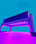 Top Tier Led Uv Curing Light 365Nm Shadowless Cold Source Lamp For 3D Printing resin curing setup with purple light.