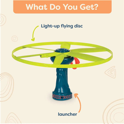 Skyrocopter Light Up Flying Disc With Launcher For Kids 5 And Up, Disco Flyer That Shines At Night, Easy To Launch Outdoor Toy