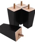 Four Pack Black Wood And Iron Furniture Legs For Tables And Beds Easy Install Sofa Feet Versatile Replacement Feet Modern Minimalist Style