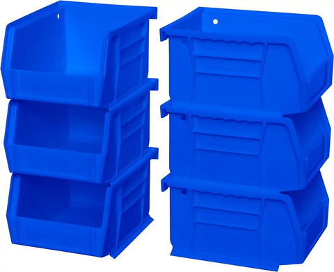 Stackable Plastic Storage Bins For Garage Pantry And Craft Organization 5 By 4 By 3 Inch Blue 6 Pack Space Saving Bins