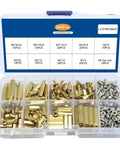 Male Female Brass Hex Standoff Kit For PCB And Motherboard Installations With M2.5 M3 M4 Spacers Nuts And Bolts Quick Install No Sweat Hardware Durable Brass 300 Pieces Ideal For Easy Electronics Assembly, 300-piece case
