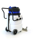 Heavy Duty Industrial Wet Dry Vacuum Two Motor Design With Front Squeegee 24 Gallon Tank 2000 Watt, portable with wheels and squeegee.
