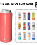 Chill Vibes While Crushing A Cold Brew With This Stainless Steel Skinny Can Cooler Fits All 12 Oz Slim Cans features a pink can holder.