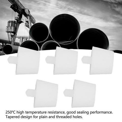 Top Rated Silicone Tapered Plug Kit for High Temp Sealing Durable And Fade Resistant Perfect For Surface Treatment Jobs That Need Serious Grip And Long Lasting Performance You Can Really Rely On. white silicone tapered plugs for threaded holes, 5-piece set