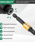 Compatibility of 6 Piece Impact Socket Adapter Set for Power Drills and High Torque Impact Wrenches with various tools.