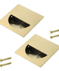 Square Recessed Sliding Closet Door Pulls Finger Flush Pocket Door Handles For Barn Doors And Drawers Gold Finish with Screws