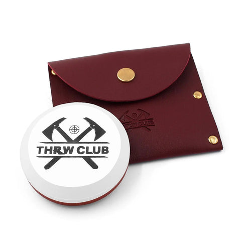 Dual Grit Axe Sharpener Stone 400 1000 For Hatchets And Axes With Leather Sheath Multipurpose Sharpening Puck With Red Leather Sheath
