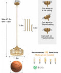 DSMJFU Gold Kitchen Pendant Light for Kitchen Vintage Glass Pendant Light showing adjustable height and ceiling types.
