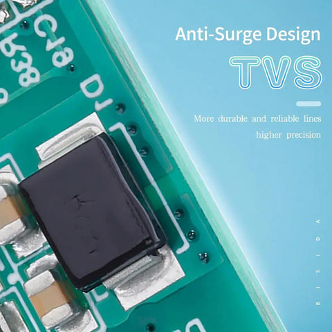 Close-up of Ridiculously Tough 13S 48V 30A Lithium Ion Bms Protection Board With Ntc Sensor showing anti-surge design features.