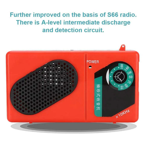 Electronic DIY Radio Kit With 3V 6 Tube S66E Classic Circuit 535-1620KHz, red casing, front view showing dials and speaker.
