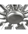 Close-up view of Chic Slick Farmhouse Ceiling Fan With A Tough Antique Nickel Finish showing the motor and blades design.