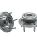 Two Piece Front Wheel Bearing Hub Assembly Replacement Fits 2005 Through 2014 Ford Mustang showing 5 lug setup and ABS tone ring.