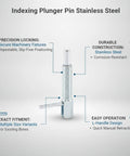 Industrial Grade Stainless Steel Indexing Plunger Pin With Ergonomic L Handle And Spring Loaded Snap Lock for precise machinery locking.