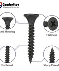 Beefy Heavy Duty Drywall Screws Set Of 200 Size Six By One Inch Coarse Thread Phillips Flat Countersunk Head For Wood Studs And Sheetrock Made From 1022A Phosphated Carbon Steel Grade Eight Point Eight Hardness
