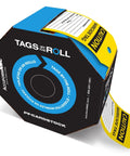 NMC 100 Safety Tags By The Roll Caution Barricade OSHA Compliant Waterproof PF Cardstock Tags with octagon dispenser