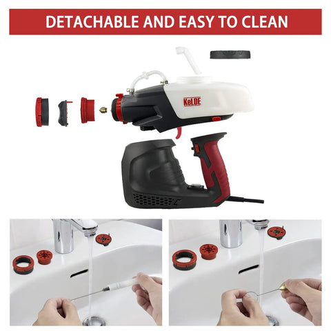 600W HVLP Paint Sprayer With Three Spray Patterns And 800ml Cup, electric sprayer parts being cleaned under faucet