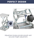 FLKQC lift table lab stand lifter with stainless steel scissor jack, 6x6 in platform, black hand wheel