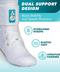 ASO Ankle Stabilizer Lace Up Ankle Brace For Sprained Ankles And Peroneal Tendonitis Orthopedic Support, White, X Small, shown with features