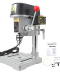 3 Speed Benchtop Drill Press For DIY Projects And Jewelry Making Electric Bench Drill For Precision Wood Plastic Aluminum And Resin Drilling Low Noise Durable 110V Workhorse For Small Detail Work, showing the drill press with accessories.