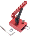 Red aluminum Beefed Up Adjustable Miter Track Stop for Table Saw and CNC Router Table with flip stop and accessories