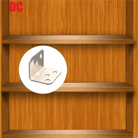 Heavy Duty Stainless Steel L Brackets 100Pcs Right Angle Corner Bracket For Furniture Reinforcement And Woodworking Joints mounted on wooden shelves