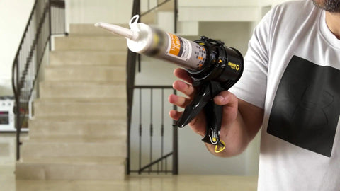Anti Drip Caulking Gun Kit 3 Pack Ultra Lightweight ABS Frame For Small To Large Jobs shown in use indoors