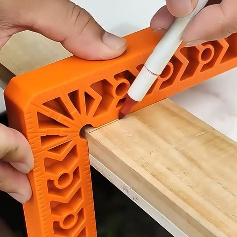 Killer Adjustable Seven Piece Right Angle Clamp Set Lightweight ABS Plastic Corner Clamping Kit marking wood during assembly.