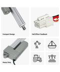 24V Industrial Mini Linear Electric Actuator With 40 Inch Stroke And 330 Pound Force, Hall Effect Feedback connectors and icons