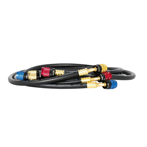 36 Inch Easy Seal Hvac Refrigerant Charging Hose With 1 4 And 5 16 Sae Fittings No Sweat Leak Block Smooth Swivel Neck For Mini Split Ac Fixing And Tight Squeeze Service Runs