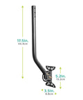 Universal Steel J Mount TV Antenna Bracket For Attic Or Outdoor Roof Wall Install, showing dimensions and mounting holes.