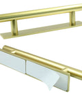 8 Pack Self Stick Push Pull Cabinet Handles in gold finish with peel and stick adhesive backing, no drill needed.