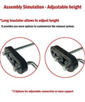 Universal Muffler Hanger Kit 16 Piece With 10mm Weld On Rods Zinc Coated Mild Steel And Rubber Insulators, adjustable height feature display
