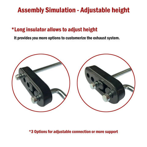 Universal Muffler Hanger Kit 16 Piece With 10mm Weld On Rods Zinc Coated Mild Steel And Rubber Insulators, adjustable height feature display