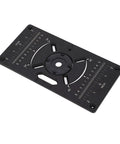 Heavy Duty Router Table Insert Plate Built Like a Boss Using Premium Anodized Aluminum Alloy With Four Tight Rings and Extra Screws for Flawless Workshop Woodworking Projects, black measuring plate.