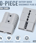 No Fuss Heavy Duty 2 Gauge Battery Cable Connector Kit With Quick Connect Disconnect Plugs For Trucks And Trailers features 10-piece gray connectors.