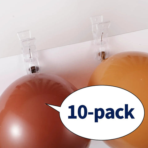 Transparent Balloon Arch Clips 10 Pack Durable Plastic Spring Clamps For Balloon Garlands in use with balloons.