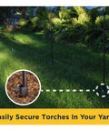 Ns Torch Stake For Outdoor Lighting, Heavy Duty Garden Torch Stake With Easy Inground Install, shown installed on lawn
