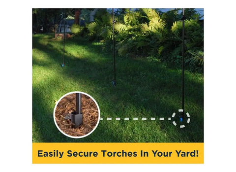 Ns Torch Stake For Outdoor Lighting, Heavy Duty Garden Torch Stake With Easy Inground Install, shown installed on lawn