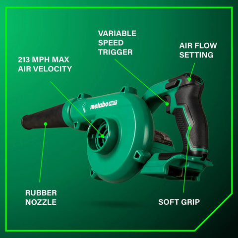 Close-up of 18V MultiVolt Cordless Blower With 124 CFM Air Volume And 213 MPH Velocity, Seriously Lightweight Build, Tool Body Only