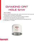 Diamond Grit Hole Saw For Small Holes, 2 1/8 Inch Diameter displayed with features text and company logo in red.